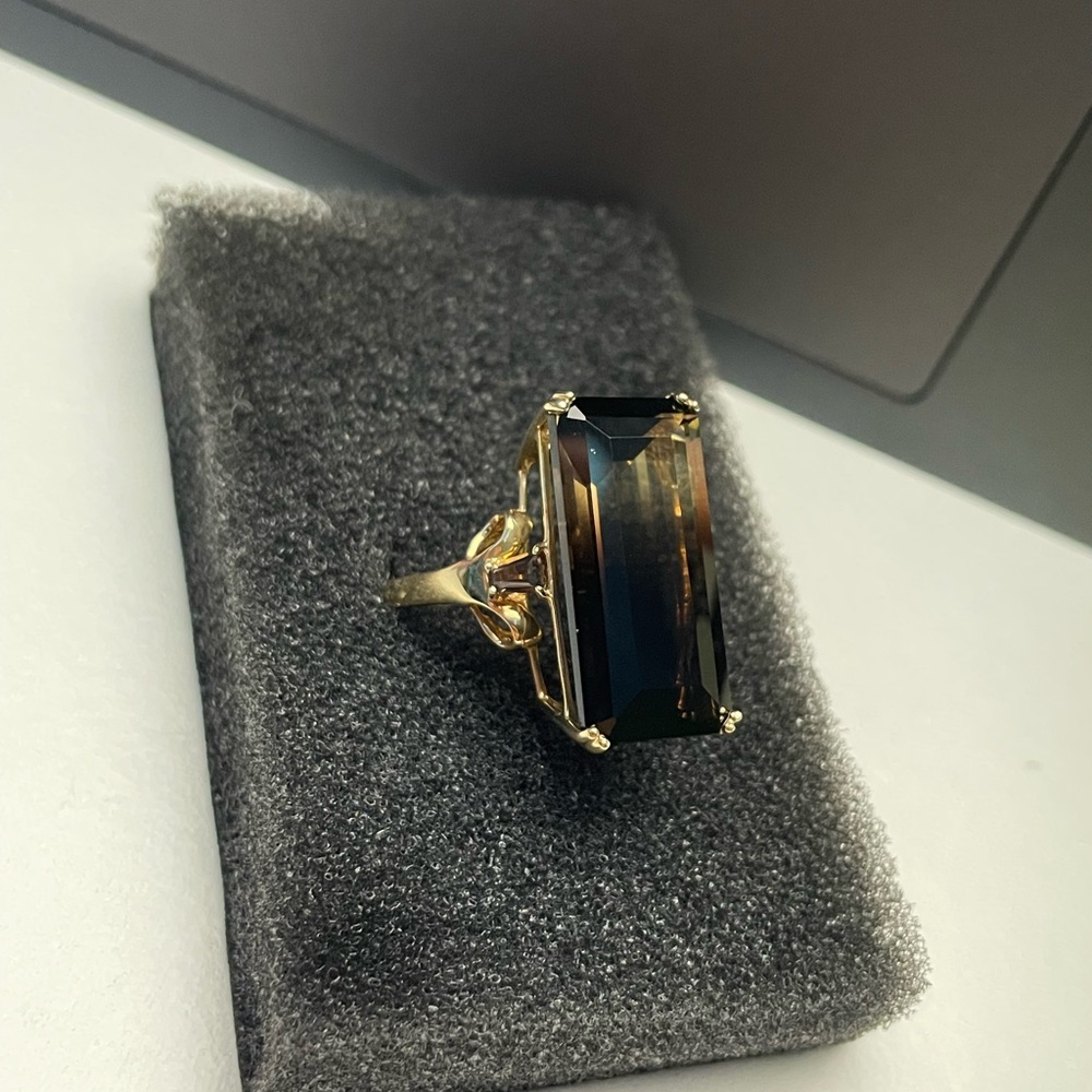 Sz11 14k YG Bi Color Smokey Quartz